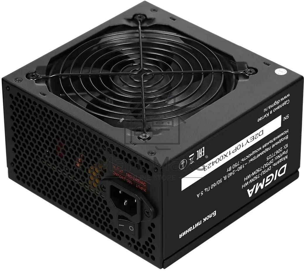 Блок питания Digma DPSU-750W-WH RTL, 750Вт, 80 PLUS, 120мм, черный
