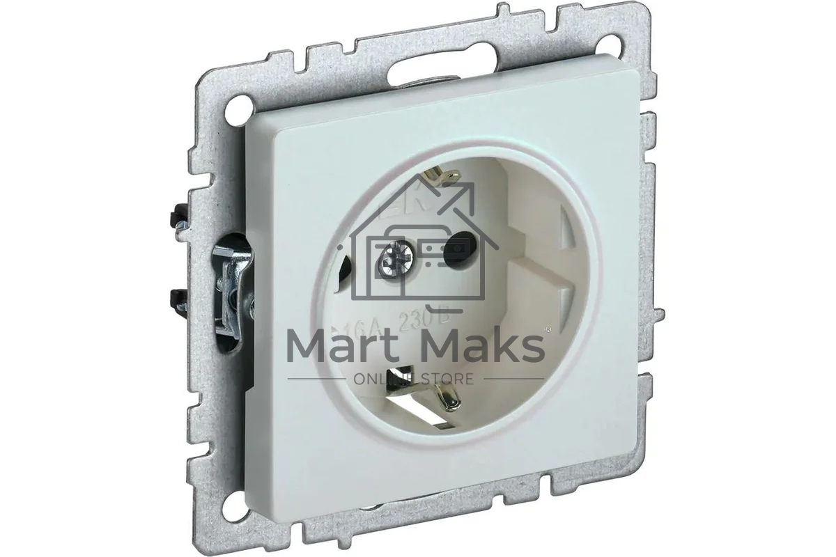 Розетка 1-местная IEK BRITE 16А РС14-1-0-БрЖ с заземлением, с защитными шторками, 16А, жемчуг