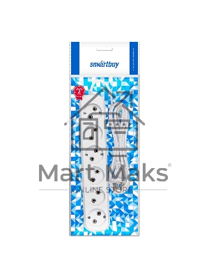 Удлинитель Smartbuy, 6 гнезд 3 метра 10А/2,2кВт без заземления ПВС 2х1,0 (SBE-10-6-03-N)