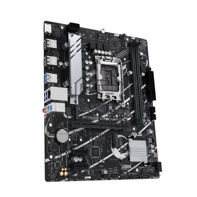 Материнская плата ASUS PRIME B760M-R D4, LGA 1700, Intel B760, 2xDDR4, 4xSATA, 2xM.2, 1xPCIe 4.0 x16, 1xPCIe x1, 1xHDMI, 1x 2.5Gb LAN, 4xUSB-A 2.0, 4xUSB-A 3.2 Gen 1, 3x3.5 мм, 7.1, mATX