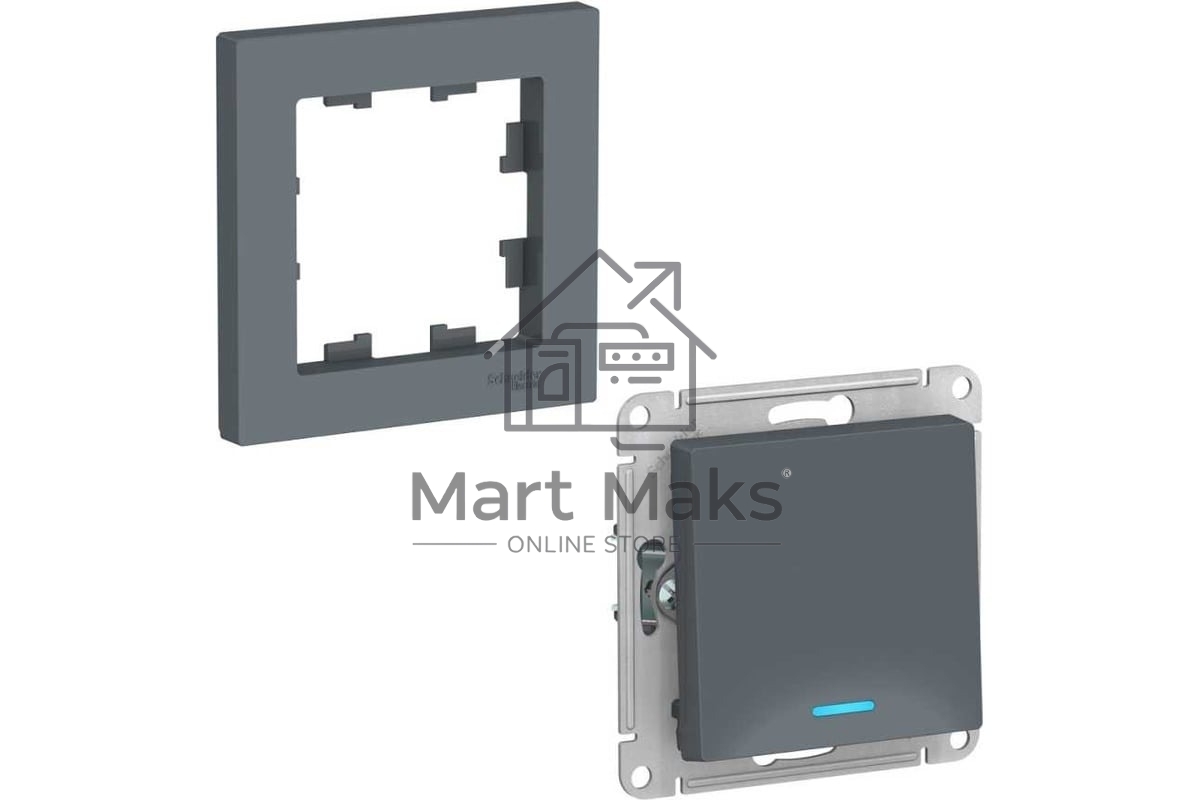 Механизм выключателя 1-кл. СП AtlasDesign 10А IP20 (сх. 1а) 10AX с подсветкой грифель