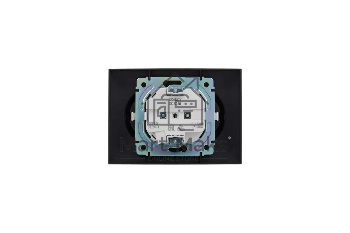 Розетка 2-местная IEK SKANDY SK-R08G (SK-R21-16-K53-F) с заземлением, без защитных шторок 16А в сборе, графит