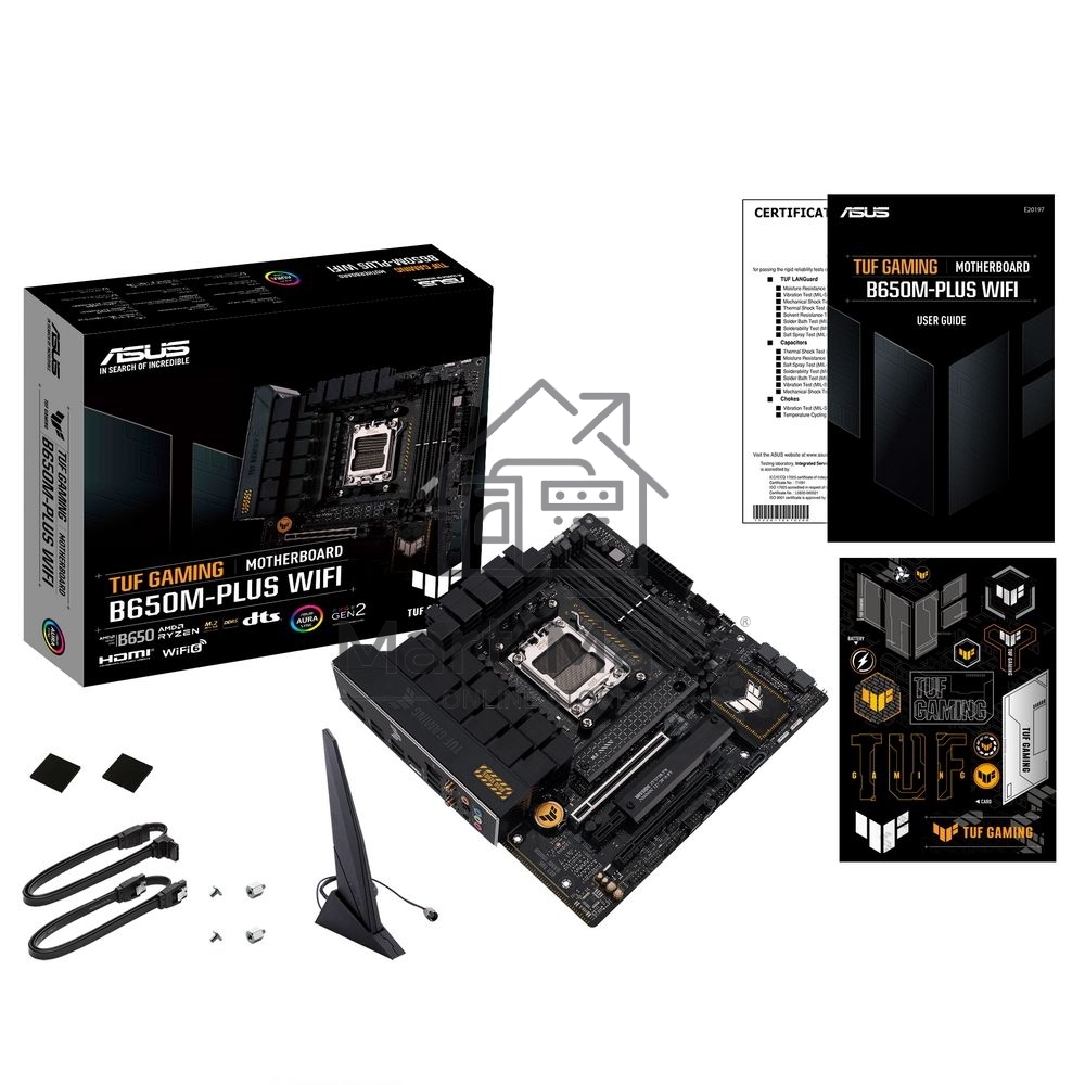 Материнская плата ASUS TUF GAMING B650M-PLUS WIFI, AM5, AMD B650, 4xDDR5, 4xSATA, 2xM.2, 1xPCIe 4.0 x16, 1xPCIe 4.0 x4, 1xDP, 1xHDMI, 1x 2.5Gb LAN, 4xUSB-A 3.2 Gen 2, 1xUSB-A 3.2 Gen 1, 1xUSB-C 3.2 Gen 2x2, 5x3.5 мм, 7.1, mATX