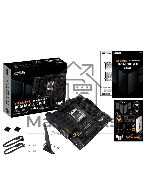 Материнская плата ASUS TUF GAMING B650M-PLUS WIFI, AM5, AMD B650, 4xDDR5, 4xSATA, 2xM.2, 1xPCIe 4.0 x16, 1xPCIe 4.0 x4, 1xDP, 1xHDMI, 1x 2.5Gb LAN, 4xUSB-A 3.2 Gen 2, 1xUSB-A 3.2 Gen 1, 1xUSB-C 3.2 Gen 2x2, 5x3.5 мм, 7.1, mATX
