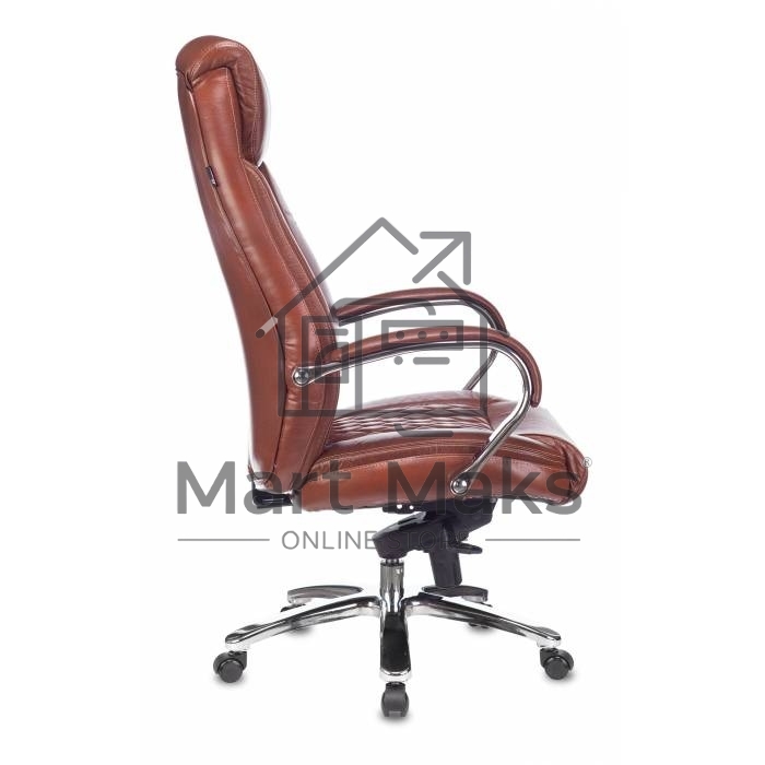 Кресло руководителя Бюрократ T-9924SL светло-коричневый Leather Eichel, кожа, крестовина металл хром