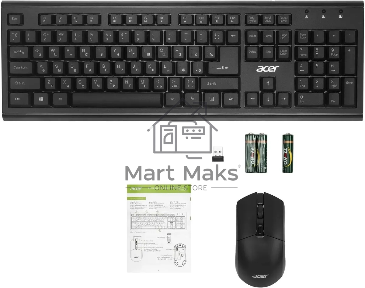 Клавиатура + мышь Acer OKR120 клав:черный мышь:черный USB беспроводная Multimedia