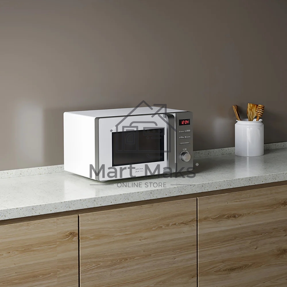 Микроволновая печь Krona QUANTUM 44 WH/IX нержавеющая сталь/белый, 20 л, 800 Вт, переключатели - кнопки/поворотный механизм
