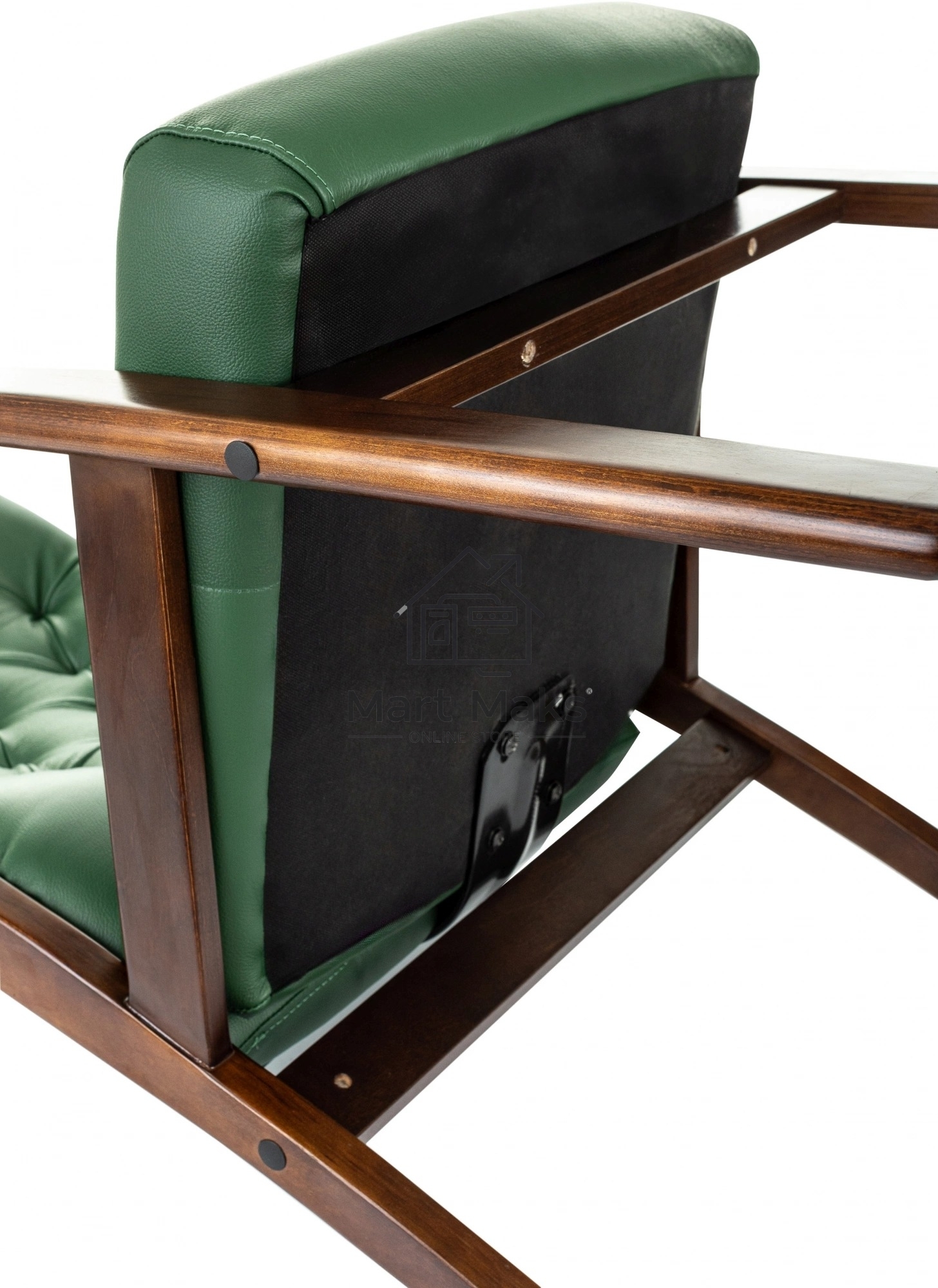 Кресло офисное Бюрократ T-9928WALNUT-CF, зеленый, кожа, на ножках, дерево