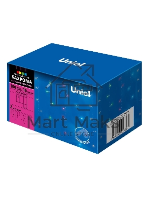 Бахрома светодиодная с эффектом мерцания 2м Соединяемая 100 светодиодов Разноцветный свет Провод прозрачный ULD-B2007-100/TTK MULTI IP44