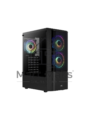 Компьютерный корпус MidTower Aerocool / Formula Quantum-G-BK-v2 черный без Б/п, ATX 3FRGb Fan on front panel