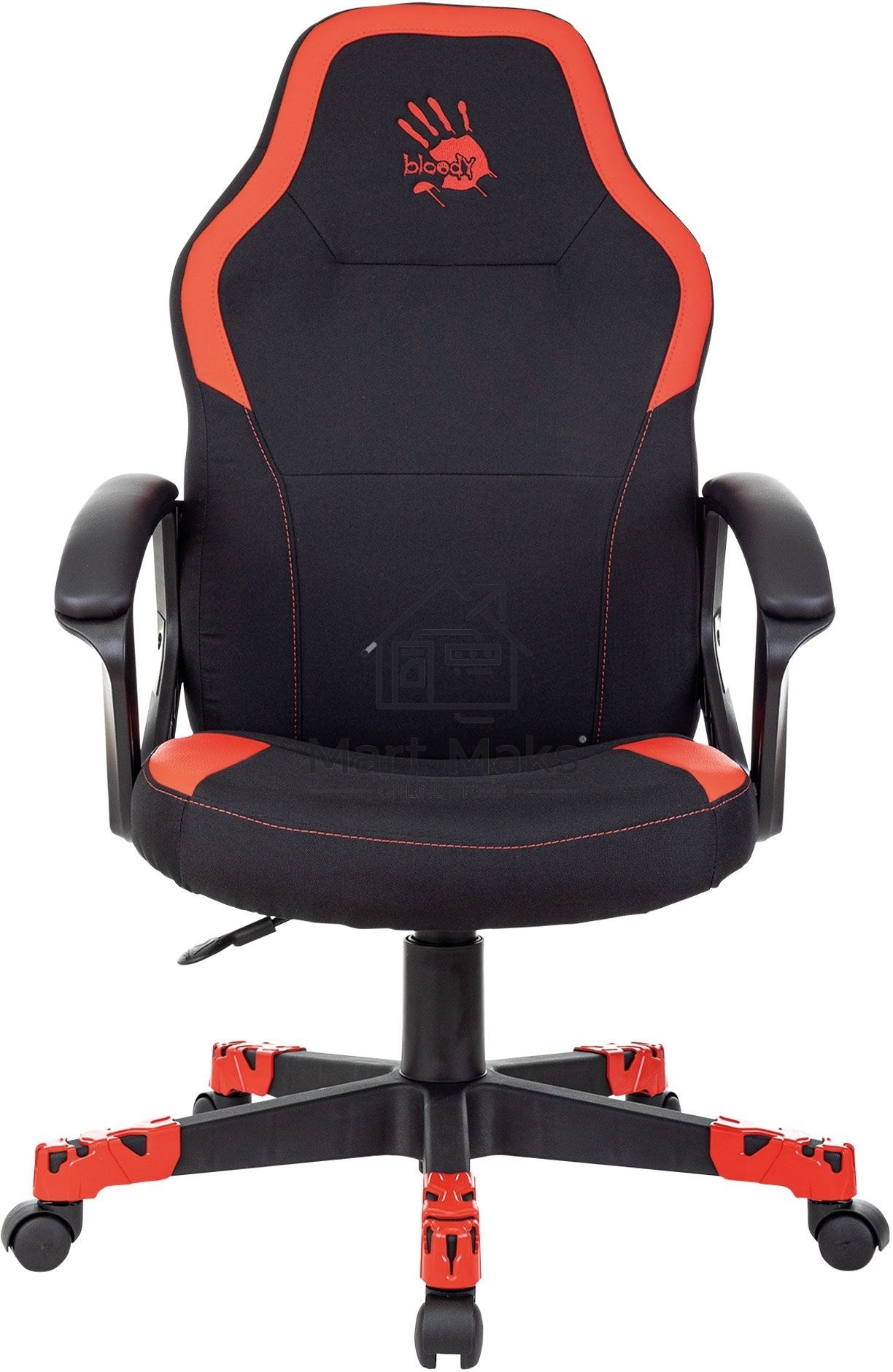 Кресло игровое A4Tech Bloody GC-190 черный/красный, текстиль/эко.кожа, крестов. пластик