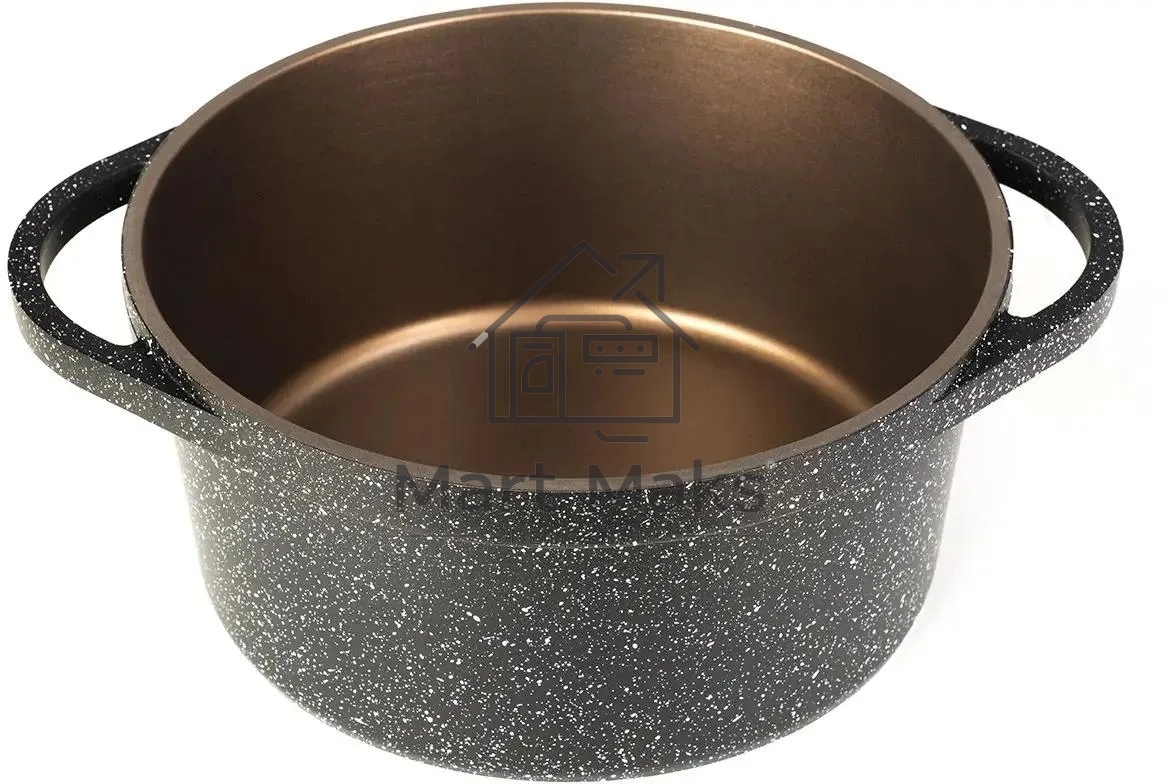 Кастрюля LARA LR02-233 серия Orlean 28 см, 7.3 л, мрамор, Bronze, капсульное индукционное дно, крышка