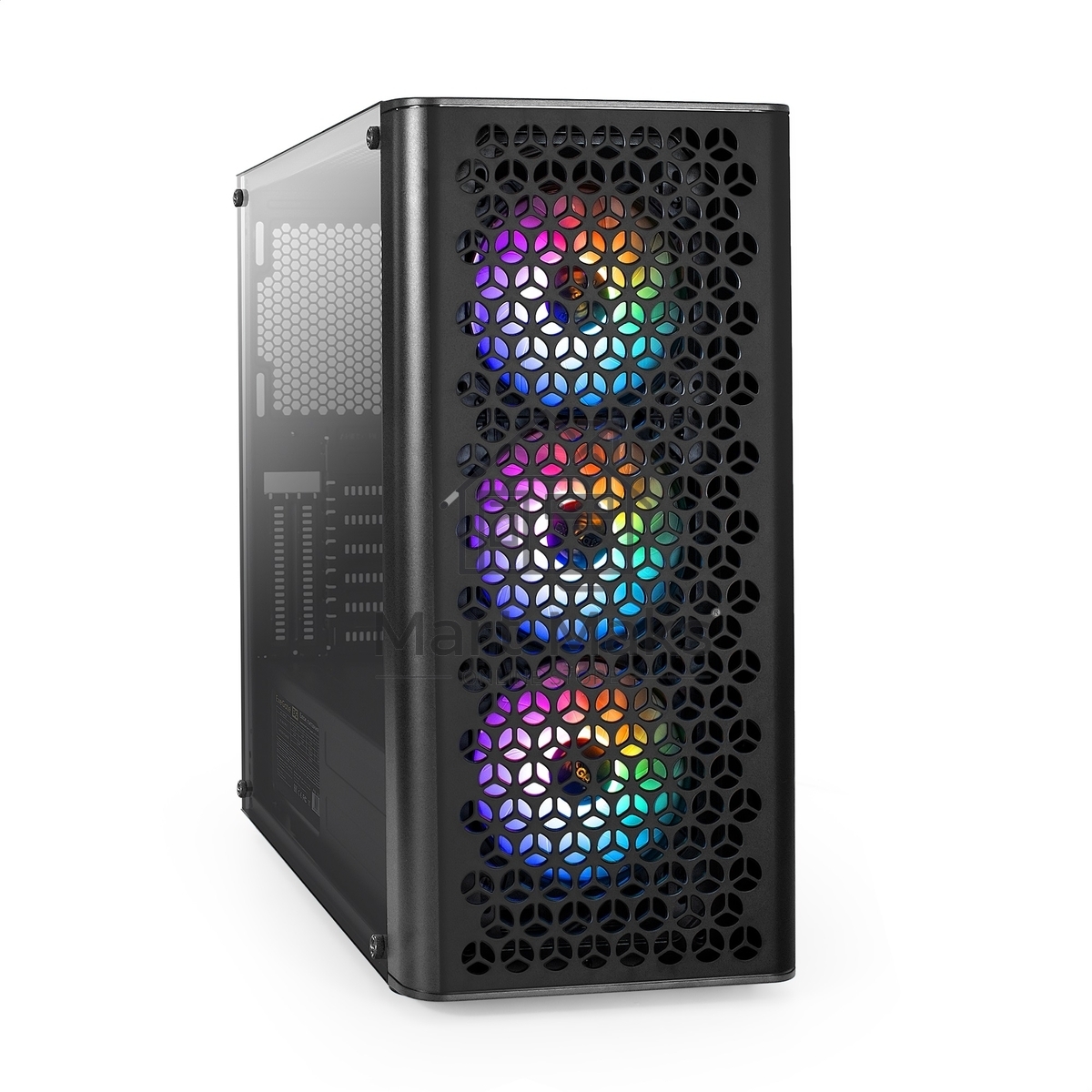 Компьютерный корпус Miditower ExeGate EVO-9202-EVO800 (ATX, БП EVO800RGB с вент. 12 см, с окном, 1*USB+1*USB3.0, аудио, черный, 3 вент. 12см с RGB подсветкой)
