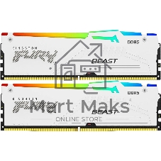 Оперативная память Kingston Fury Beast, DDR5, 32Gb (2x16GB), 5600MHz, CL36, DIMM, радиатор, RGB, белый