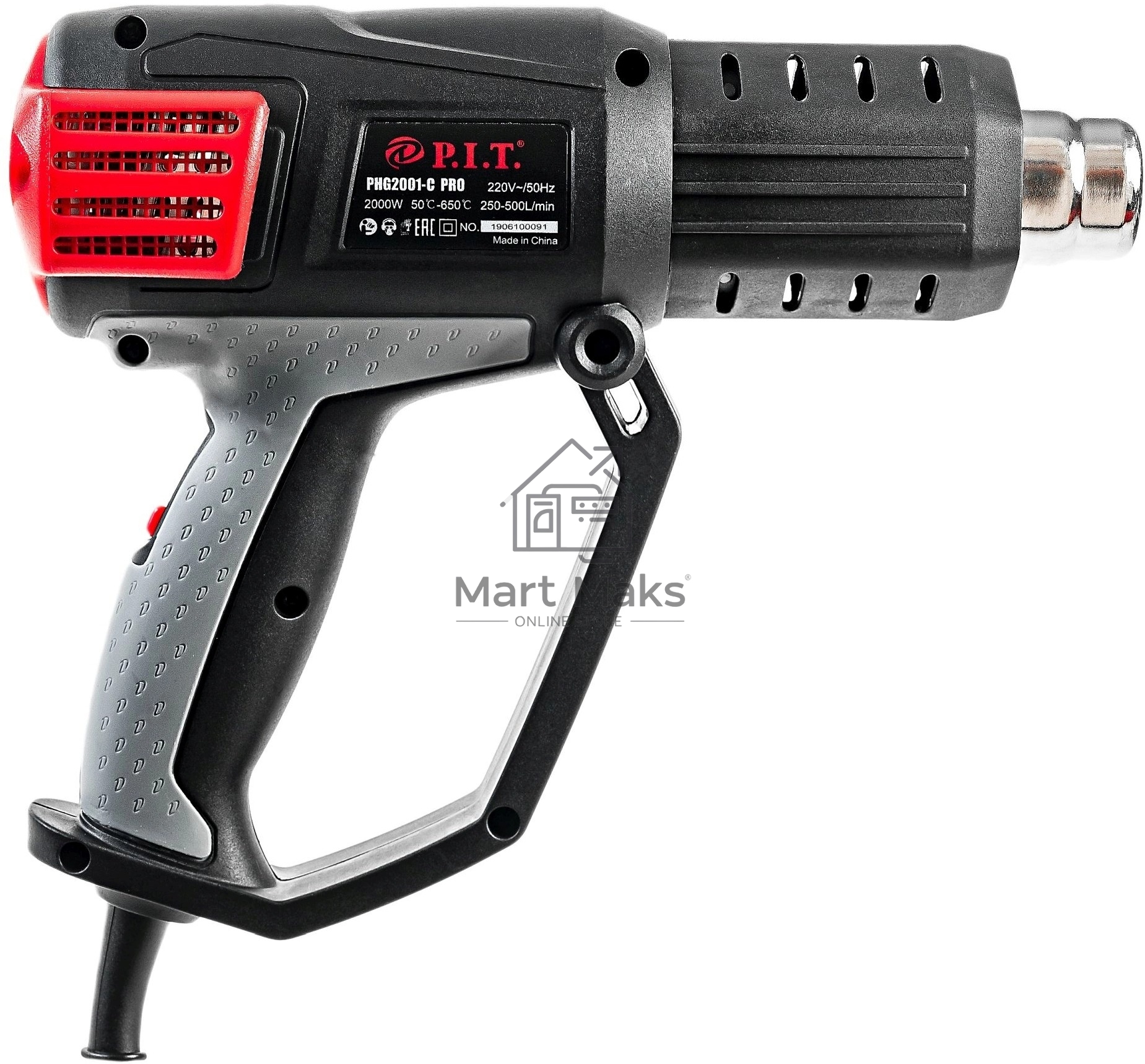 Технический фен P.I.T. PHG2001-C темп.350/550С черный