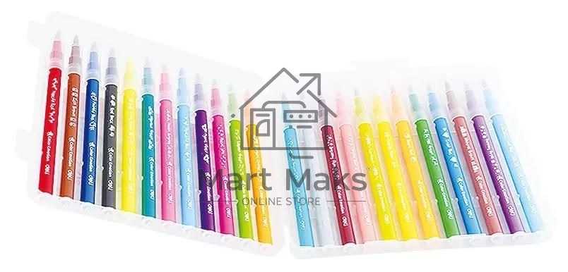 Фломастеры Deli EC10324 Color Emotion кисть, смываемые, 24 цвета, пластиковый пенал (24шт)