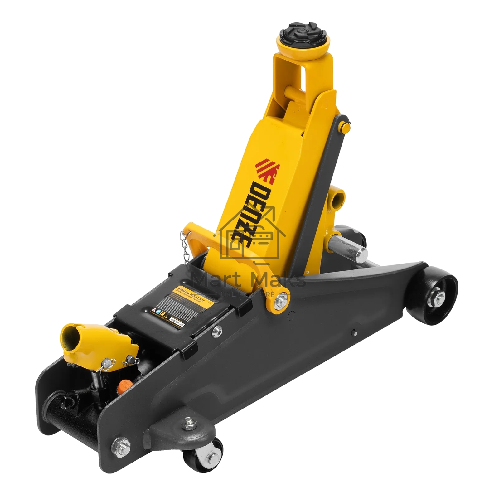 Домкрат гидравлический подкатной с фиксатором Denzel 2,8 т, 135-385 мм