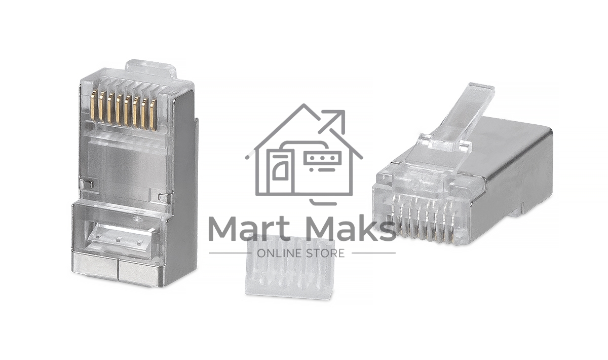 Коннектор Cabeus 8P8C-SH-C6-TWP RJ-45 под витую пару, категория 6, экранированный, универсальный, со вставкой