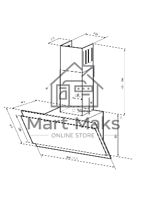 Вытяжка наклонная LEX Furia 600 черная, 59.5 см, 1050 куб. м/ч, 50 дБ