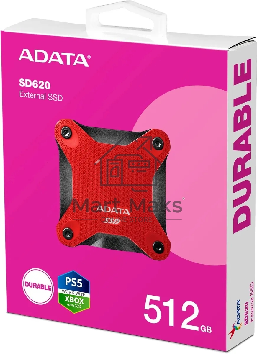 Внешний SSD ADATA SD620, 512 GB, USB 3.2 Gen 2 Type-A, R/W 520/460, красный