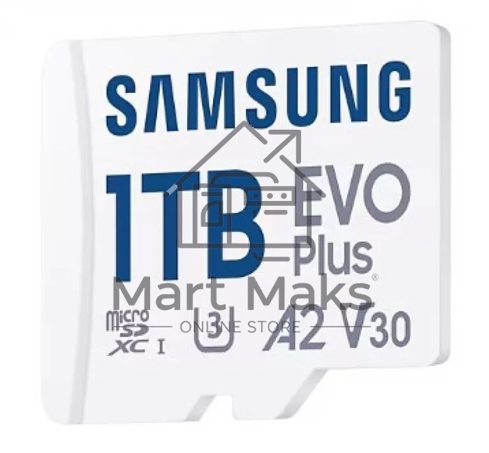 Карта памяти Samsung EVO Plus, microSDXC 1TB, Class 10, A2, V30, UHS-I (U3), W 90 МБ/с, R 160 МБ/с, адаптер на SD