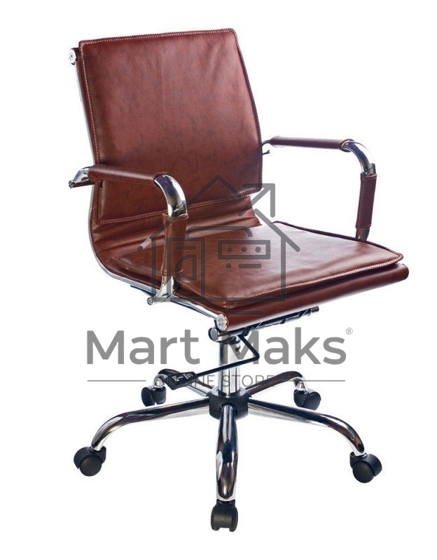 Кресло руководителя Бюрократ CH-993-Low/Brown коричневый, низкая спинка, искусственная кожа, крестовина хромированная