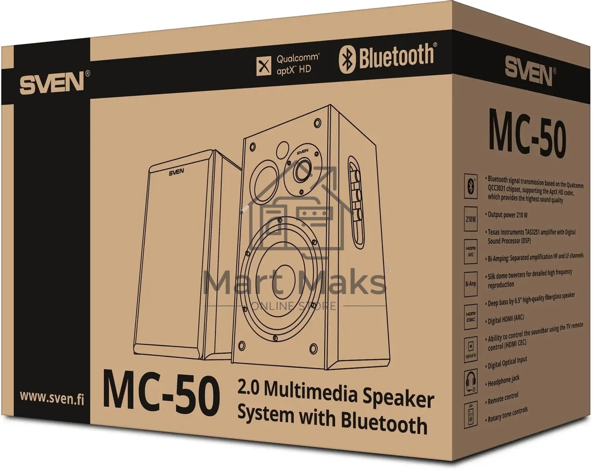 Колонки Sven MC-50 2.0 черный 210Вт BT