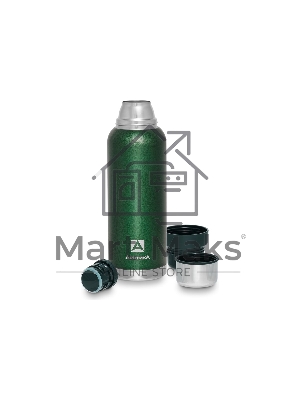 Термос Арктика 106-1200 зеленый, узкое горло 1,2л Узкое горло, 1,2л, американский дизайн, антивандальное покрытие, две чашки, холод/тепло 32ч