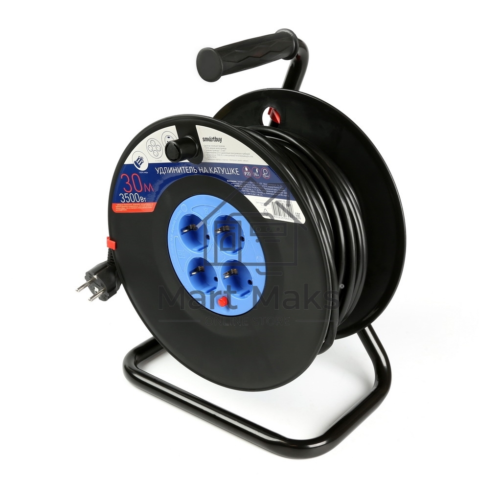 Удлинитель Smartbuy (SBE-16-4-30-Z) 4 гнз - 30м, на катушке, с/з