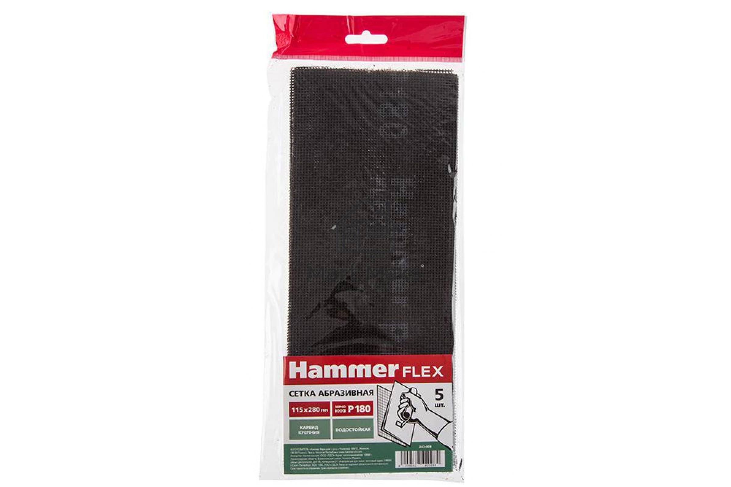 Сетка абразивная Hammer Flex 242-008 115х280мм, P180, водостойкая (5шт.)
