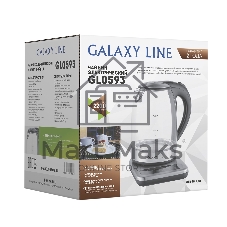 Чайник электрический Galaxy Line GL0593 2200 Вт, 1,7 л, стекло черный/серебристый
