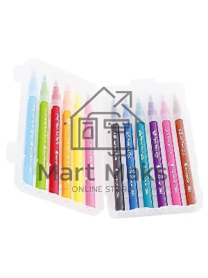 Фломастеры Deli EC10304 Color Emotion кисть, смываемые, 12 цветов, пластиковый пенал (12шт)