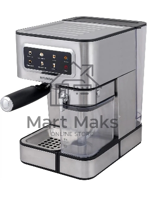 Кофеварка рожковая Hyundai HEM-5306 серебристый/черный, исп. кофе - молотый/капсулы, 1.8 л, 1350 Вт, 20 бар