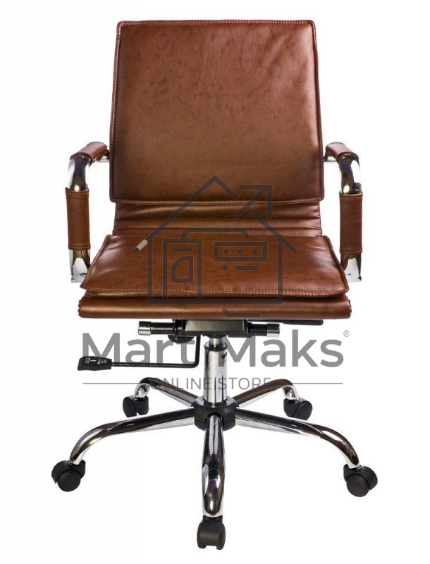 Кресло руководителя Бюрократ CH-993-Low/Brown коричневый, низкая спинка, искусственная кожа, крестовина хромированная