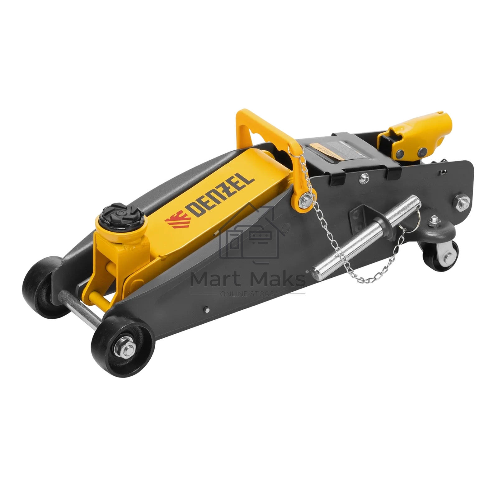 Домкрат гидравлический подкатной с фиксатором Denzel 2,8 т, 135-385 мм