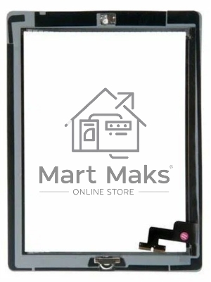 Сенсорное стекло (тачскрин) для iPad 2 (A1395, A1396, A1397), белое с кнопкой OEM