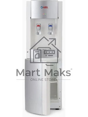 Кулер для воды LD-AEL-28c, напольный, НАГРЕВ/ОХЛАЖДЕНИЕ ЭЛЕКТРОННОЕ, шкафчик 10 л, 2 крана, белый/серебристый, 00257