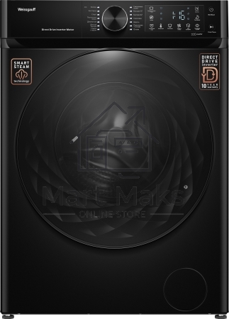Стиральная машина Weissgauff WM 59411 Direct Drive Inverter Steam Matt Black черная, загрузка фронтальная 11кг, 1400 об/мин., класс: A+++
