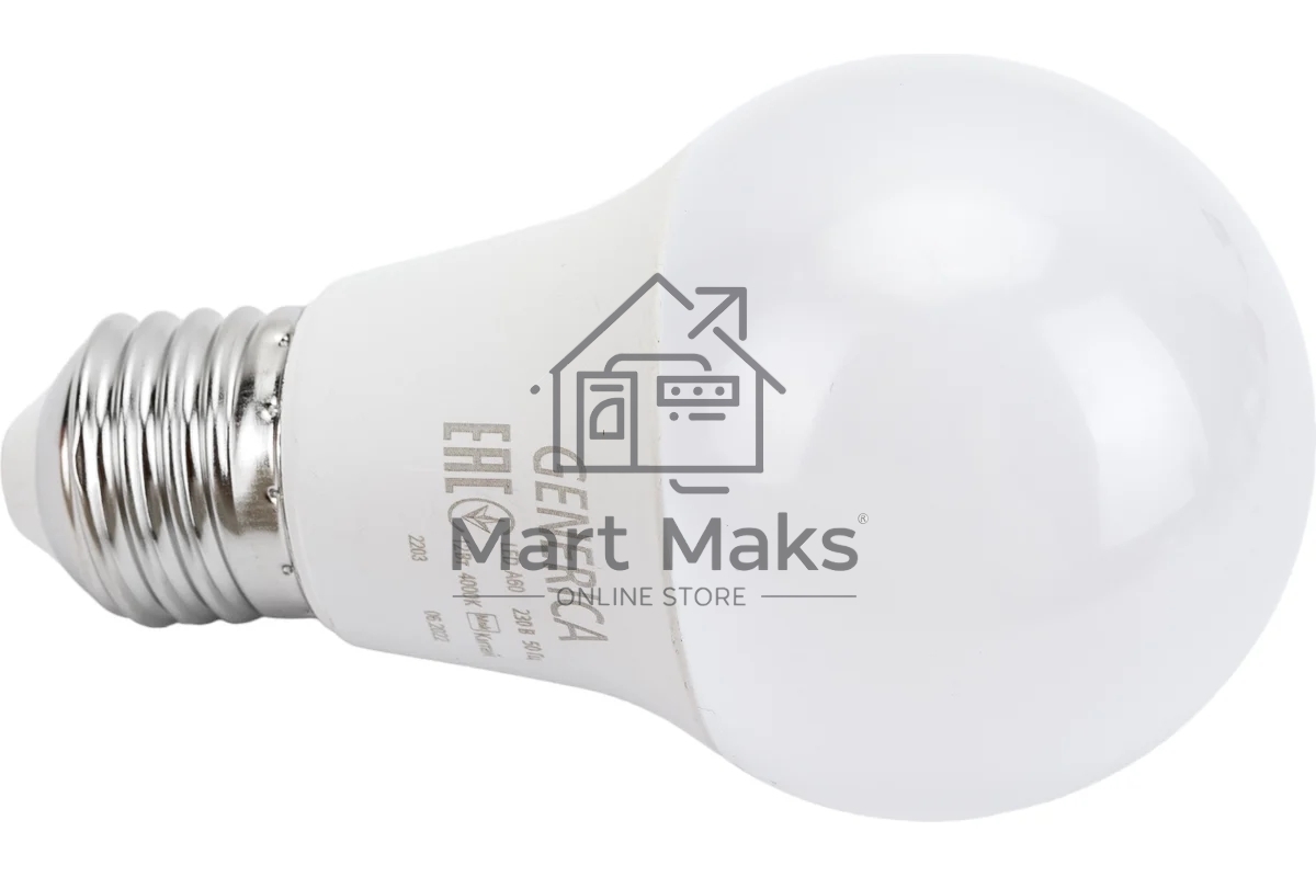 Лампа светодиодная GENERICA LL-A60-12-230-40-E27-G A60 12Вт грушевидная 4000К E27 230В