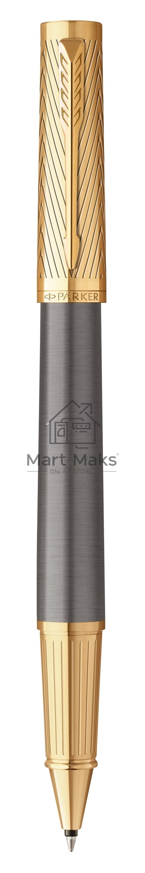 Ручка роллер Parker Ingenuity Pioneers T571 (2200951) Arrow Grey GT, F, черные чернила, подарочная коробка