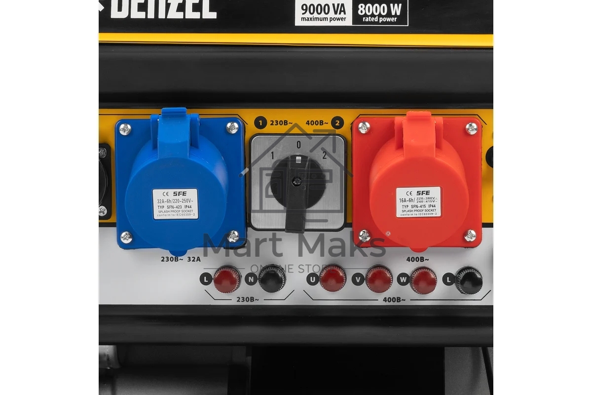 Электрогенератор бензиновый Denzel PS 90 ED-3, 9 кВт, 85 дБ, 90 кг