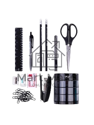 Настольный набор Deli E38253 (12 предметов) пластик, черный