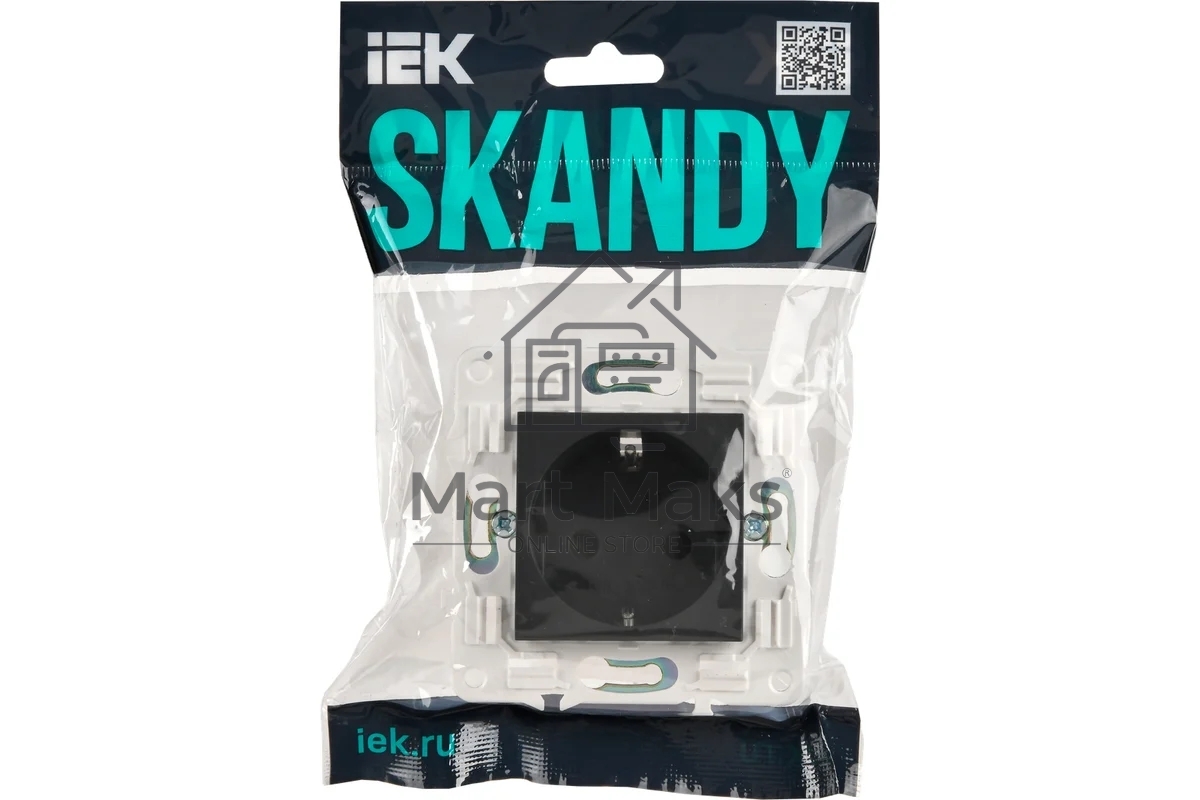 Розетка IEK SKANDY SK-R04G (SK-R14-16-K53) с заземлением, с защитными шторками 16А, графит