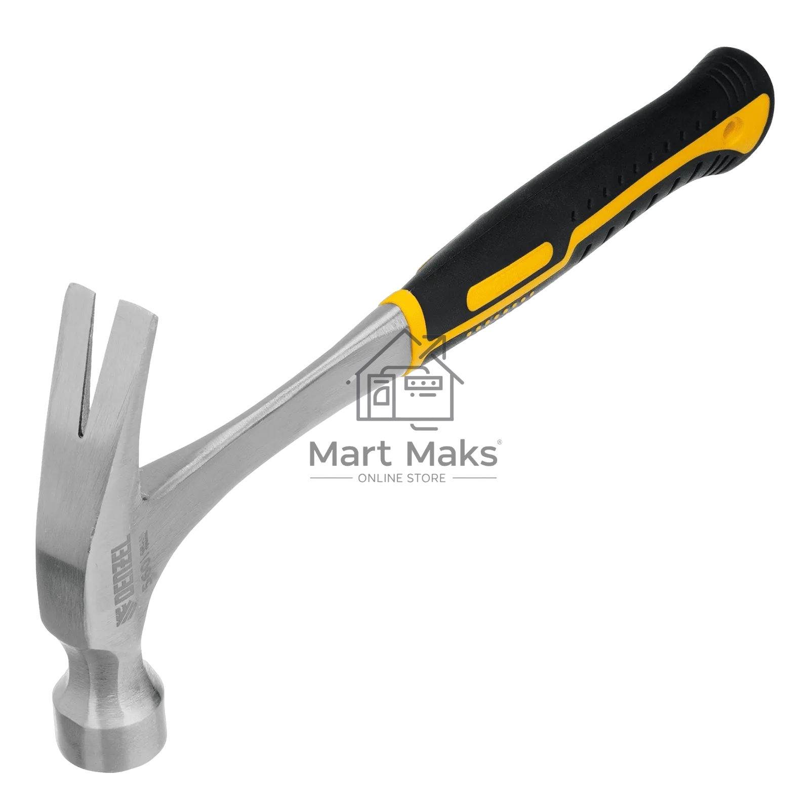 Молоток-гвоздодер Denzel 560 г, цельнометаллический, двухкомпонентная рукоятка