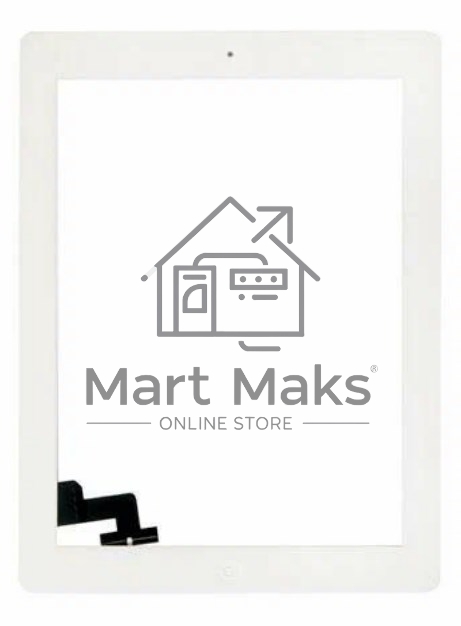 Сенсорное стекло (тачскрин) для iPad 2 (A1395, A1396, A1397), белое с кнопкой OEM