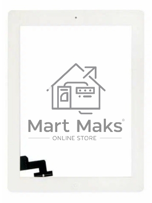 Сенсорное стекло (тачскрин) для iPad 2 (A1395, A1396, A1397), белое с кнопкой OEM