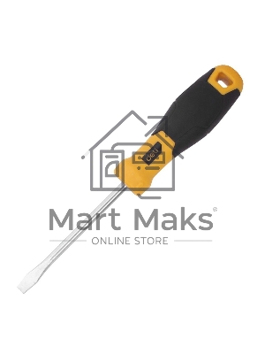 Шлицевая отвертка Deli DL6361001 6х100мм Материал: CR-V. Двухкомпонентная ручка. Хромированная