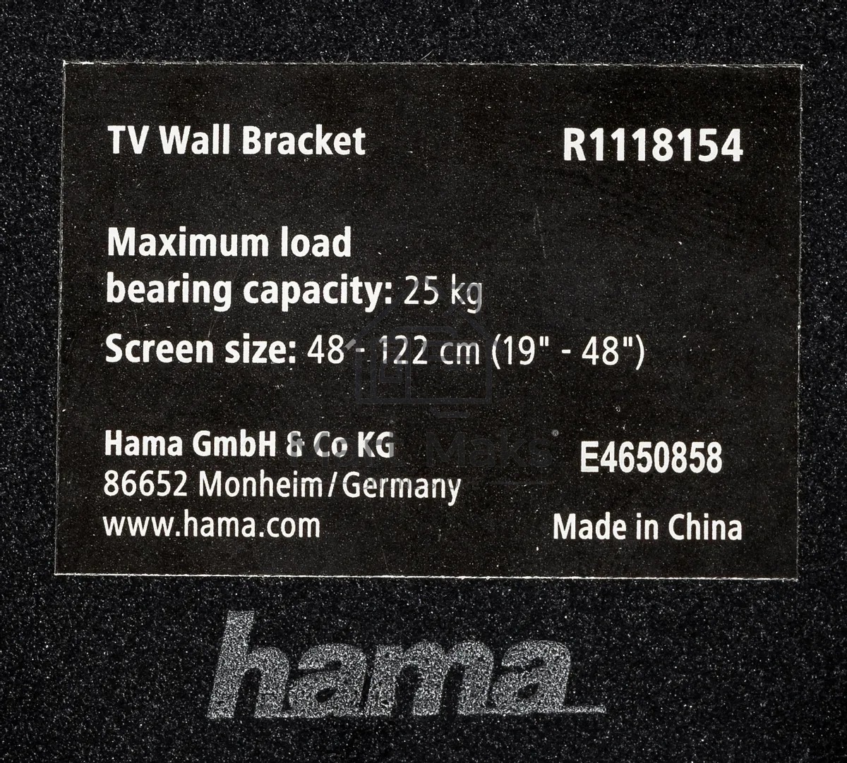 Кронштейн для телевизора Hama R1 118154 черный, 19