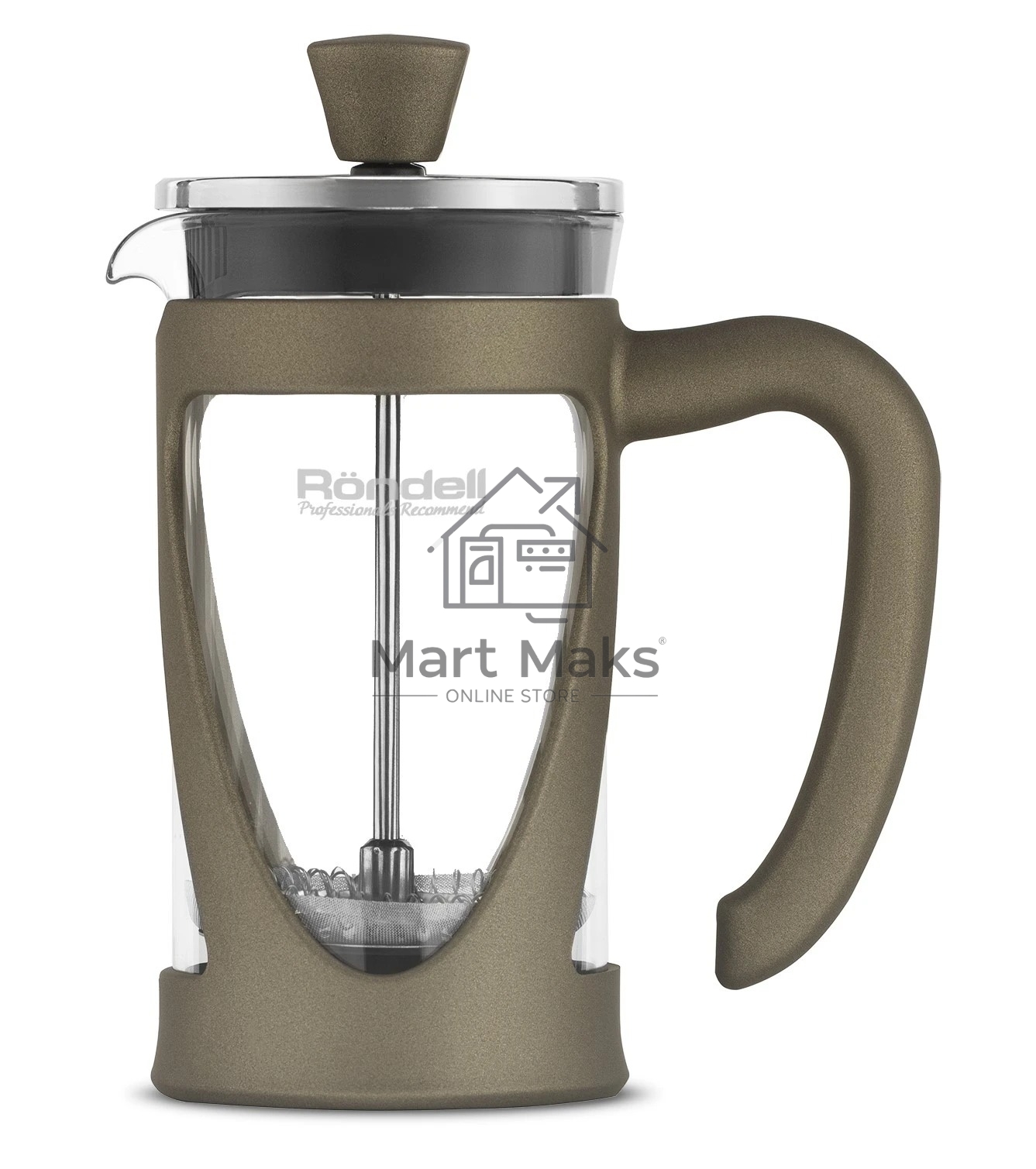 Френч-пресс Rondell Impressia Bronze RDS-1234, 0.6л, бронзовый