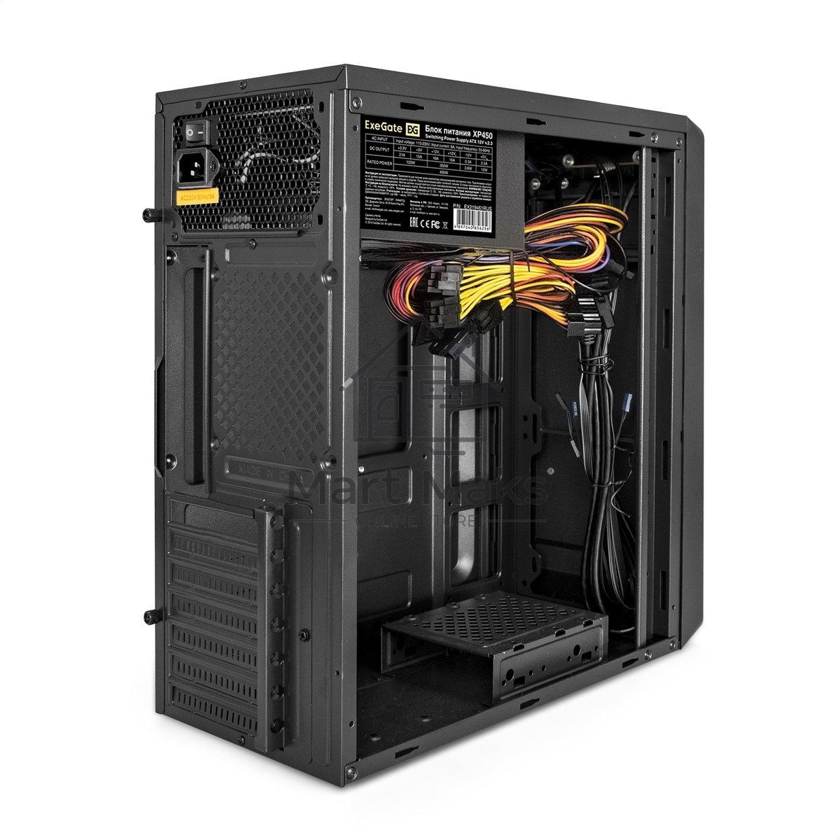 Компьютерный корпус Miditower ExeGate XP-332UC-UNS400 (ATX, БП UNS400 с вент. 12см, 2*USB3.0+1*TypeC, аудио, черный)